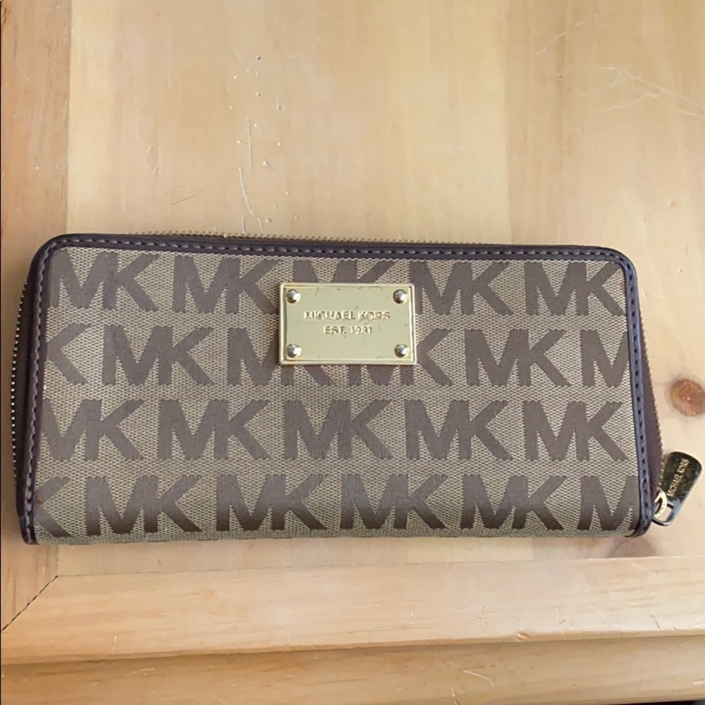 MK Monogram Continental Zip Wallet